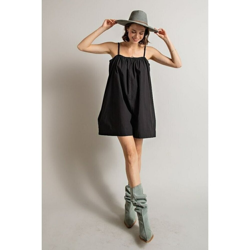 Poppy Love Wide Leg Romper in Black - Picture 2 of 5